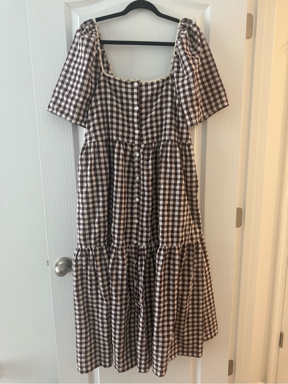 Neuflora Brown Gingham Dress with Buttons XL